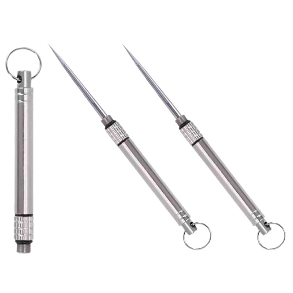 3 pcs Titanium Alloy Toothpick Set,metal toothpick,toothpick holder, Reusable, Hygienic Stainless Steel Picks, Keychain Attachable, Perfect for Dining, Outdoor Adventures (Silver Finish)