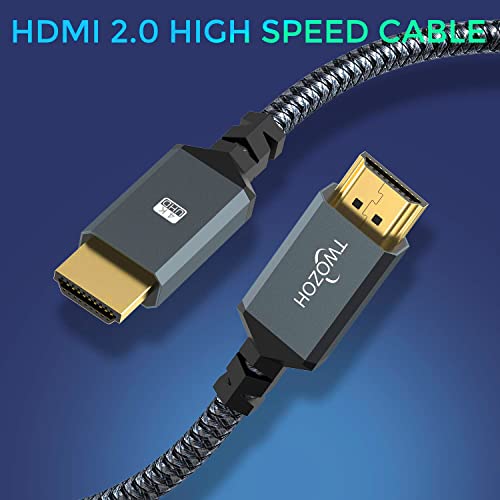 Image of Twozoh 4K HDMI Cable 25FT, High-Speed 60HZ 18Gbps Braided HDMI to HDMI Cord Compatible with PS5, PS4, PC, Monitor, Projector, 4K UHD TV /HDTV, Xbox