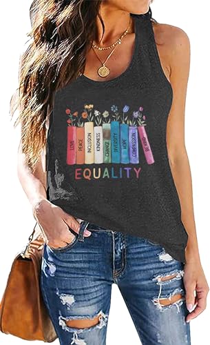 Equality LGBT Tank Top Women Pride Tank Tops Gay Pride Tops Lesbian Pride Vest Pride Month Tees Pride Ally Clothes Dark Grey
