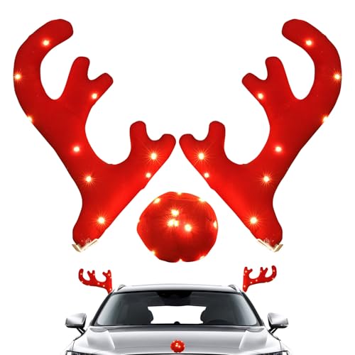 Kit renne pour voiture lumineux et décoration de toit de Noël pour auto et grand SUV