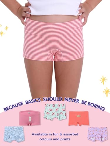 Image of mackly Girls Boxers (Pack of 3) - Cotton Boxer Shorts, Seamless Comfort, Mid Waist Boyshorts Panties
