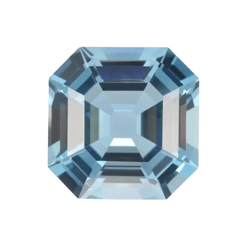 Aigue-marine naturelle Asscher 5x5mm calibrée pour remplacer une pierre perdue