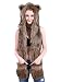 Aivtalk Plüsch Schals Künstliches Fell Tiere Mütze Schal mit Ohrenschutz Handschuhe Winter Warm Fellmütze 3-in-1 Kapuze Cosplay Party Kostüme Unisex Kapuzenschal - Braun