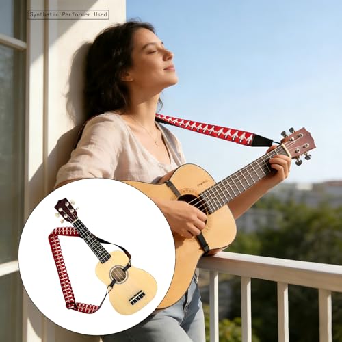 Image of Adjustable Ukulele Strap, No-Drill Ukulele Straps Adult Size, Easy to Use with Double J Hooks, Ukulele Accessories