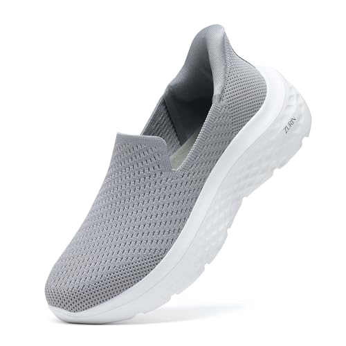 ZURIN Womens Slip On Walking Shoes with Arch Support,Lightweight No Lace Sneakers,Non Slip
