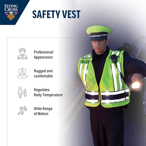 Image of Flying Cross Hi Vis Reflective Safety Vest for Men and Women, Water Resistant, Neon High Visibility, Class 2