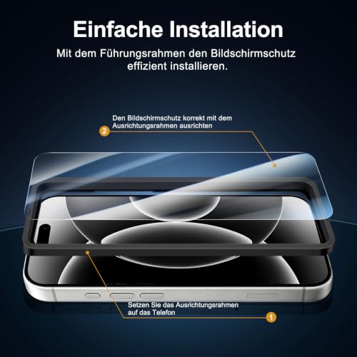 NEW'C für iPhone 18 Pro für Panzerglas Schutzfolie – Ansicht 3