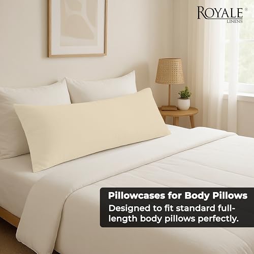 Image of ROYALE LINENS Body Pillow Cover - Double Brushed 1800 Microfiber - 20 inchx54 inch with Hidden Zipper Closure - Wrinkle & Fade Resistant - Super Soft Body Pillowcase 2 Pack (Sand, Pack of 2)