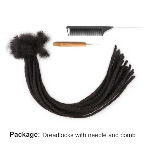 WacanDan 0.2cm Thickness 100% Human Hair Dreadlock Extensions for Men/Women 10 Inch 100 Strands Full Handmade Can be Dyed and Bleached Permanent Loc Extensions Human Hair Natural Black