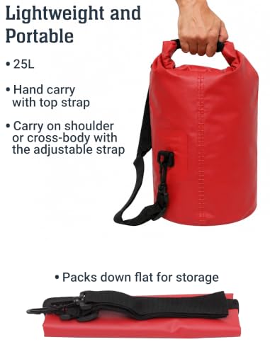 Image of BKC Brooklyn Kayak Company Waterproof Dry Bag - Roll Top Floating Backpack Outdoor Gear Sack for Kayak, Fishing, Beach, Paddle Board, Boating, Camping, Tear Resitant (25 L)