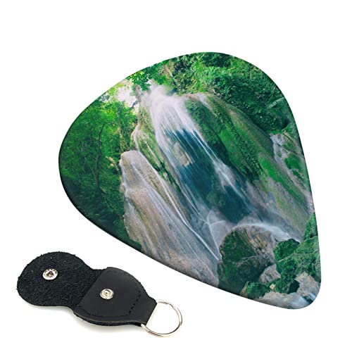 Lot de 6 médiators imprimés cascade dans la jungle avec boîte de rangement pour guitare acoustique et électrique - Les Beatles, Paul McCartney, John Lennon, RIngo Starr, George Harrison Lot de 6 médiators imprimés cascade dans la jungle avec boîte de rangement pour guitare acoustique et électrique