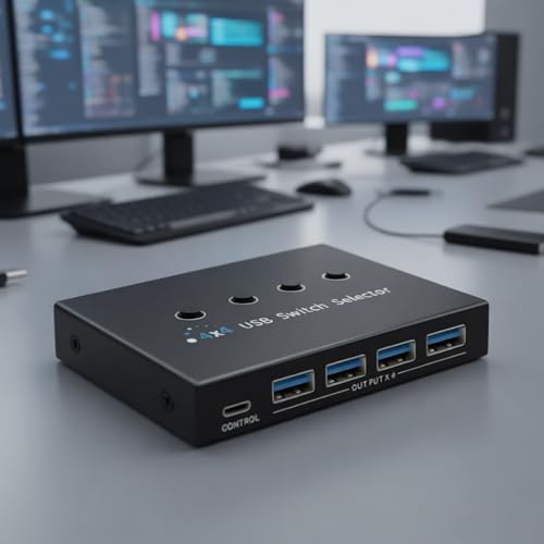 Commutateur USB 4 entrées pour optimiser votre bureau de télétravail et basculer entre 4 PC - 4