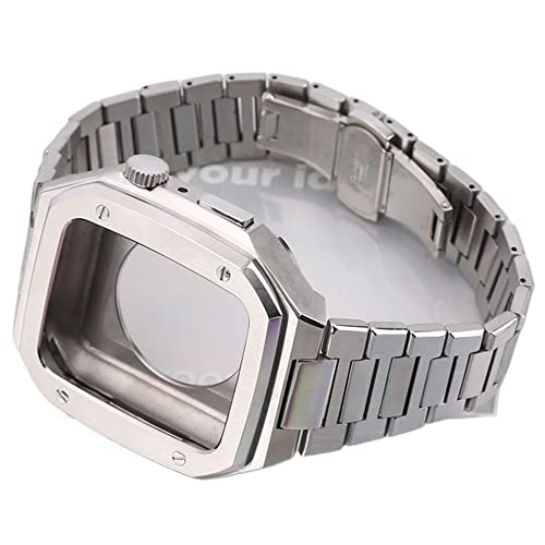 Bracelet acier Apple Watch 44mm SCHIK haut de gamme avec boîtier luxe