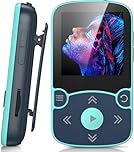 AGPTEK MP3 Player Bluetooth 5.3 Sport 32GB Built-in Memory with 1.5 Inch TFT Colour Screen Mini Music Player with Clip Supports up to 128GB TF Card