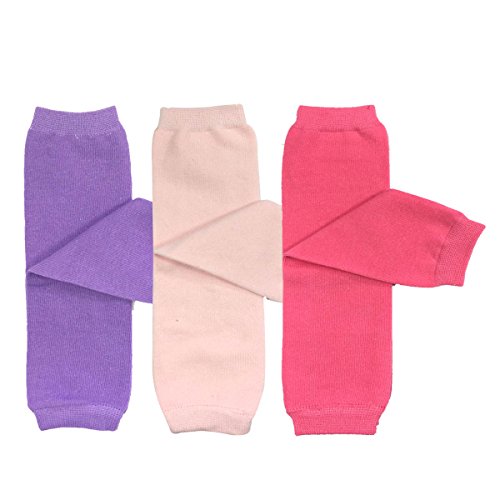 allydrew 3 Pack Solid Color Baby Leg Warmers & Toddler Leg Warmers, Purple, Light Pink, Hot Pink