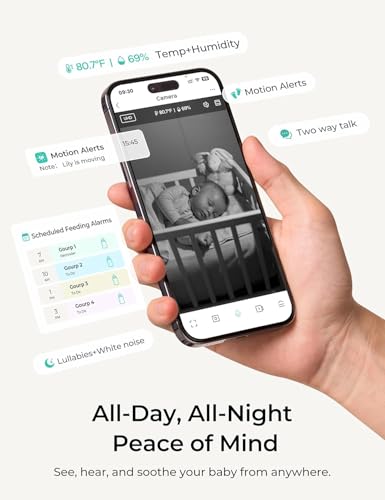 Image of Dr.Care VistaView Lite Smart WiFi Baby Monitor with 2 Cameras- 4 inch 720P Split Screen & 1080P Camera App Control, Motion Alerts, Night Vision, 3000mAh Battery, 2-Way Talk, Triple Security, 1000ft Range