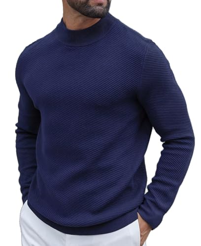 Pull col roulé homme tricot manches longues coupe ajustée décontracté
