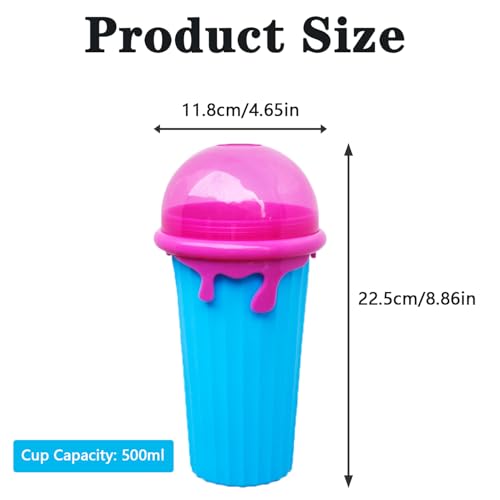 Lansls Slushy Maker, Slush Becher, Eis Zum Kneten Slushy Becher, Quick Frozen Magic Cup, Silikon Slushy Maker Cup, Slush Cup Mit Strohhalmlöffel für Diy Cola Oder Saft (Blue, 500ML) – Bild 3
