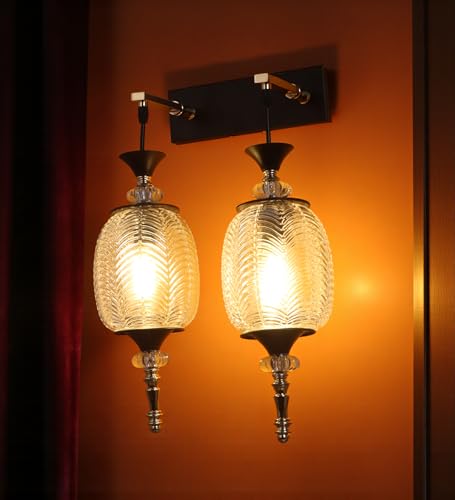 Image of ELAINTE Premium Wall Light | | Elegant Glass Wall Lamp for Living Room & Hallway | 3 Years Warranty | Free Bulb (Lux-Double)