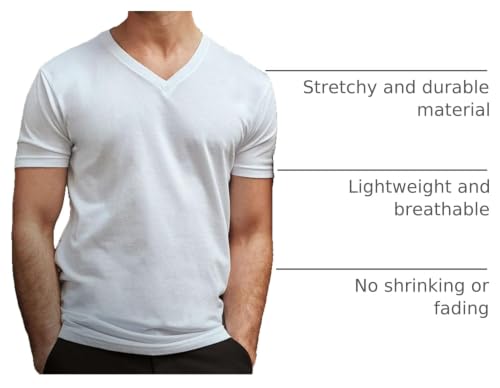 Image of Men's V-Neck T-Shirt Fitted Short Sleeve Soft Cotton Vneck Tees S-2XL