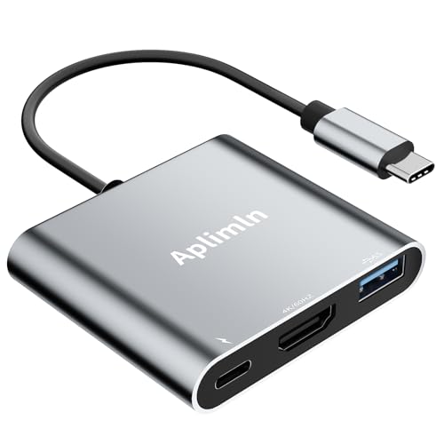 Aplimln USB C - HDMIアダプター 4K@60Hz HDMI - USB-Cアダプター USBA 3.0 & 100W PDポート マルチポート デジタル AV コンバーター MacBook Pro/Air iPad iPhone 15/1