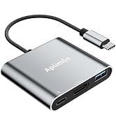Aplimln USB C to HDMI Adapter, 4K@60Hz HDMI to USB-C Adapter with USBA 3.0 & 100W PD Port Multipo...