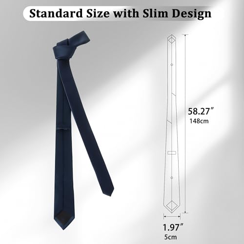 Image of Landisun Black Tie Men Women Solid Skinny Ties Slim Ties Satin Tie