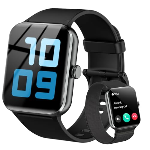 Baolubao Smart Watch for Men Women Answer/Make Call, 1.85 Fitness Watch with SpO2 Heart Rate,Sleep Monitor,Step Counter,130+ Sports Modes/IP68 Waterproof Activity Trackers for iPhone Android,Black