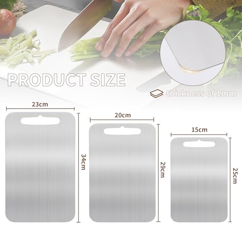 Set de Tres Tablas de Cortar de Acero Inoxidable 304, para Verduras, Carne y Frutas, Doble Cara miniatura 4