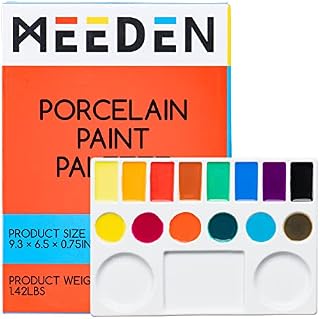 MEEDEN Ceramic Artist Paint Palette Tray,Porcelain Mixing Tray Paint Palette,9 by 6-1/2-Inch Rectangle Shape for Watercolor Oil Acrylic Tempera Gouache Art Painting