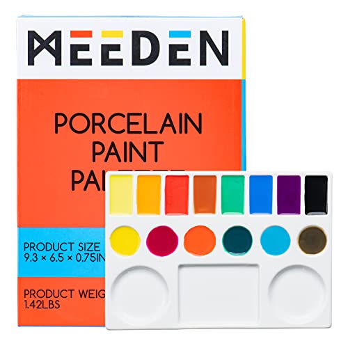 MEEDEN Artist Keramikpalette, Porzellanmischbehälter für Aquarell,Gouache Malerei 23 x 16.5cm Rechteck Cover