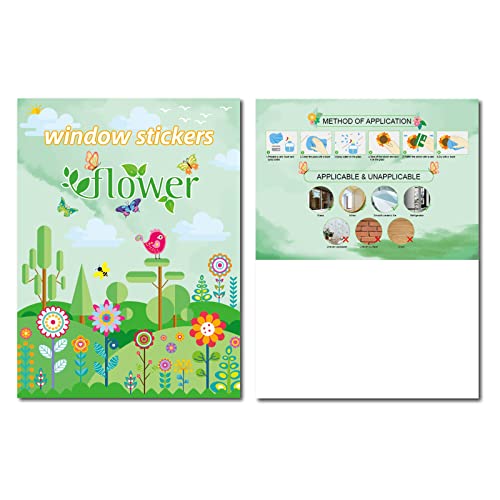 Generic 9 folhas bonitos adesivos de janela DIY flor planta padrão adesivos de janela decalques de j