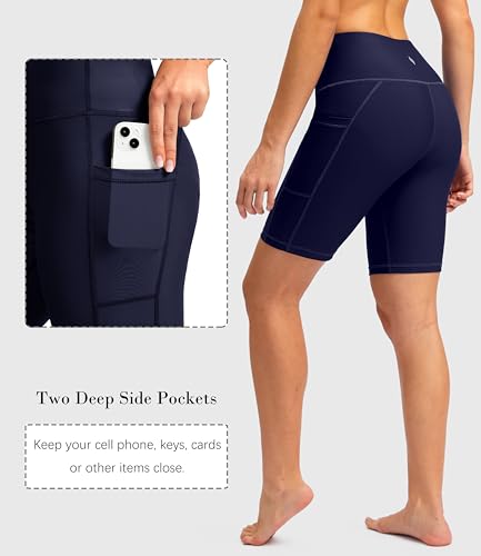 Image of SANTINY Women's High Waisted Swim Shorts with Pockets UPF50+ Long Board Swimming Shorts for Women with Liner