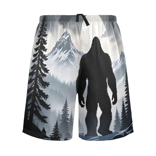 Night Sasquatch Men's Sleep Shorts Pajama Pants with Side Pockets Elastic Waistband Drawstring