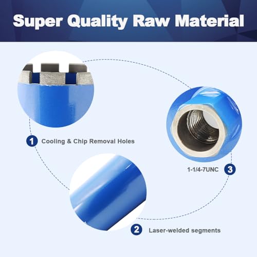 Wet Diamond Core Drill Bits 2 1/2"/63mm - BRSCHNITT Concrete Core Drill Bit, 1-1/4-7" Thread Core Bit Turbo Laser Welded Segments with Rebar, Brick, Block, Masonry, Stone by BRSCHNITT - Used condition - Image 6