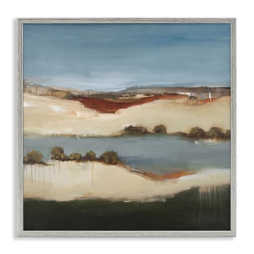 'River Flowing Clear Sky Nature Paint Drip'| Framed Giclee Art