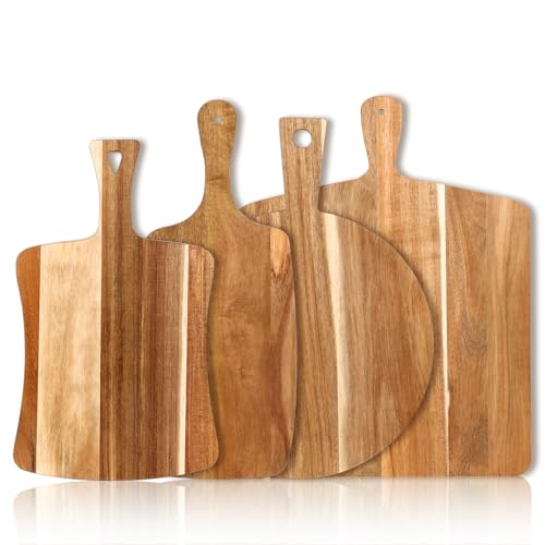 Juego de 4 Tablas de Cortar de Madera de Acacia con Mango miniatura 1