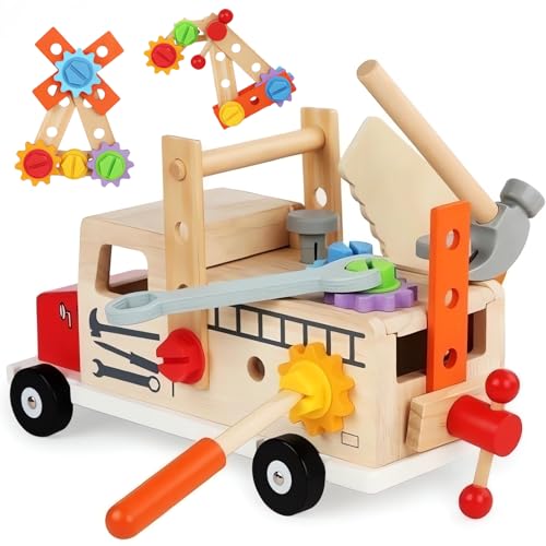 WONZHEC Werkzeugkasten für Kinderwerkbänke, Holzspielzeug, Werkzeuge für...
