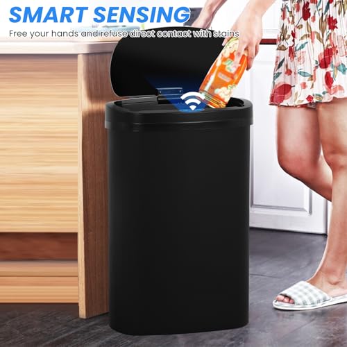 Caneca de basura automática negra de 13 galones miniatura 4