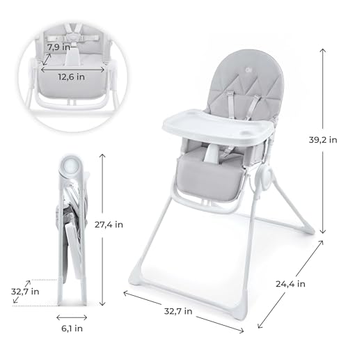 Image of Kinderkraft BINCI Folding High Chair, Light Gray