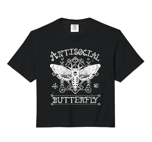 Funny Antisocial Butterfly, Introvert Death Head Moth Comfort Colors Crop Top
