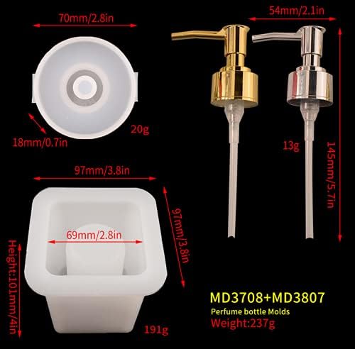 Miniatura 7 de Molde de resina para botellas con bomba dispensador de jabón, molde de resina, moldes de silicona para fundición de epoxi, botella de bricolaje,
