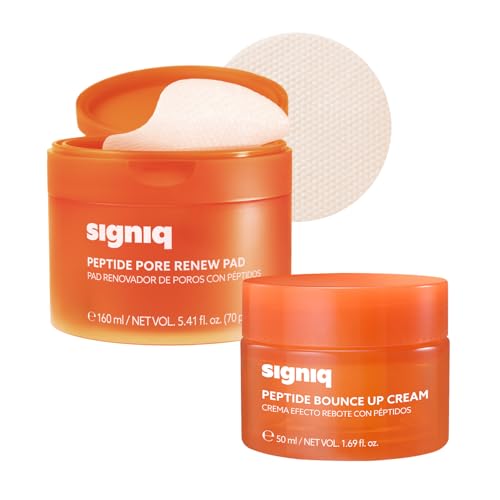 signiq Pore Refining Duo, Peptide Bounce Up Cream & Pore Renew Pad Set, BHA Texture Smoothing, Hydrating Barrier Care, Daily Skin Prep Routine, Korean Skincare