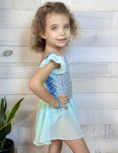 Image of Arshiner Girls Ruffle Sleeve Ballet Dance Dress Tutu Skirted Leotard
