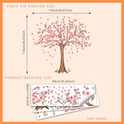 Grandes Vinilos Decorativos de Cerezo Rosa para Pared 90x30 cm miniatura 2