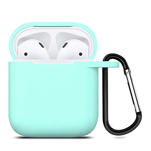 ZALU Compatible for AirPods Case with Keychain, Shockproof Protective Premium Silicone Cover Skin for AirPods Charging Case 2 & 1 (Airpods 1, Mint Green)