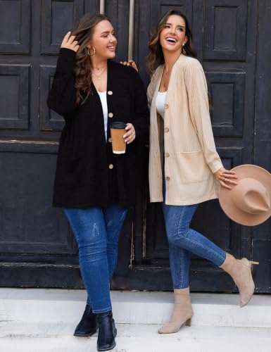 Image of MONNURO Plus Size Cardigan for Women Lightweight Open Front with Pockets