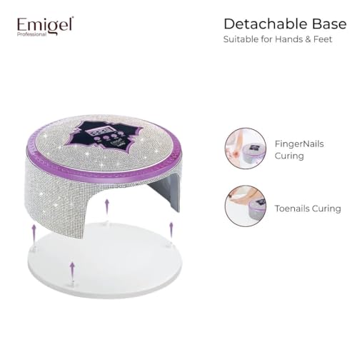 Image of Emigel Nail UV Lamp 380W | Fast Dryer for Nail Gel Polish | UV Nail Curing Lamp | Professional UV Nail Lamp 2 in 1 UV LED Lamp Dryer | Large Space for Both hands | For Salon & Home Use. (grey, 180w)