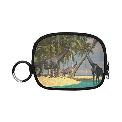 Small Coin Purse Brachiosaurus On Bank Small Coin Purse Ladies Coin Purse Zipper With Keychain Ring For Girl Women Kids