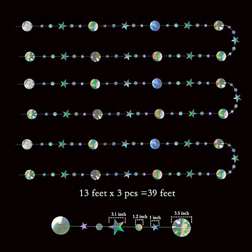 Twinkle Little Star Garlands Iridescent Party Supplies Holographic Hanging Stars Streamer Euphoria Birthday Decorations Circle Dot Streamer Banner Backdrop Ramadan Eid Graduation Disco Party Supplies #TOP1